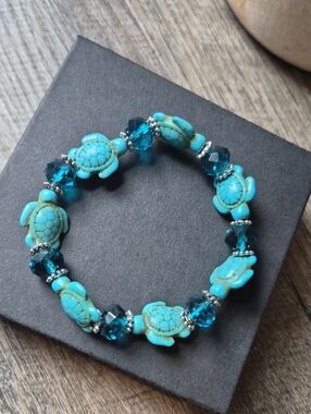 Genuine Turquoise Handmade Hawaiian Sea Turtle  Bracelet - Women Jewelry Crystal